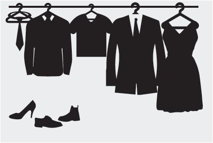 Career Closet professional clothing including suits, shirts, ties, shoes, and dresses